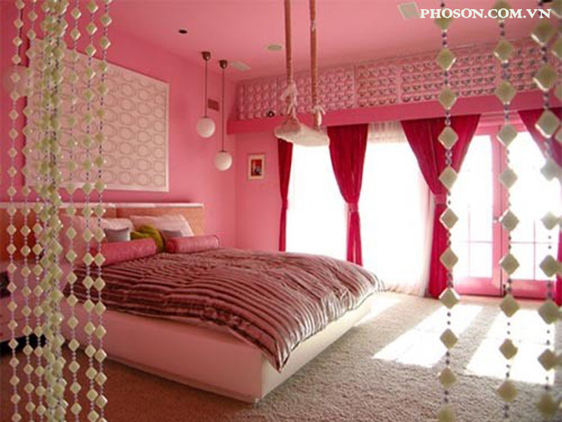 phòng ngủ màu hồng cho vợ chồng
